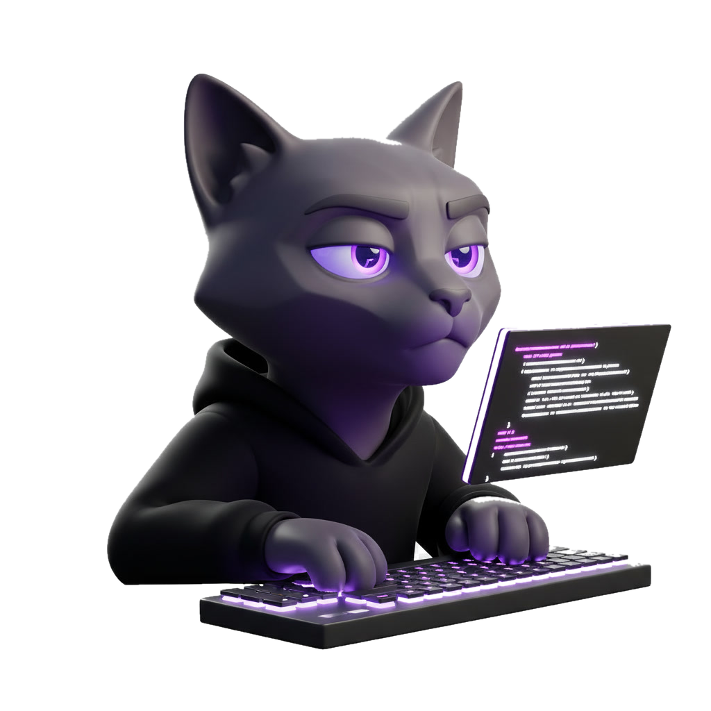 Mascota del dev programando